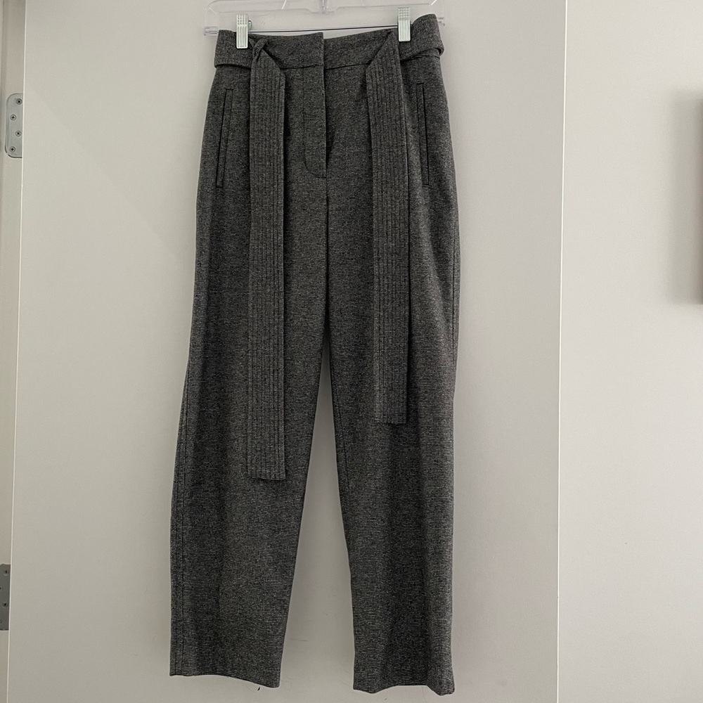 Aritzia Wilfred tie-front wool pants in gray melange, size 2